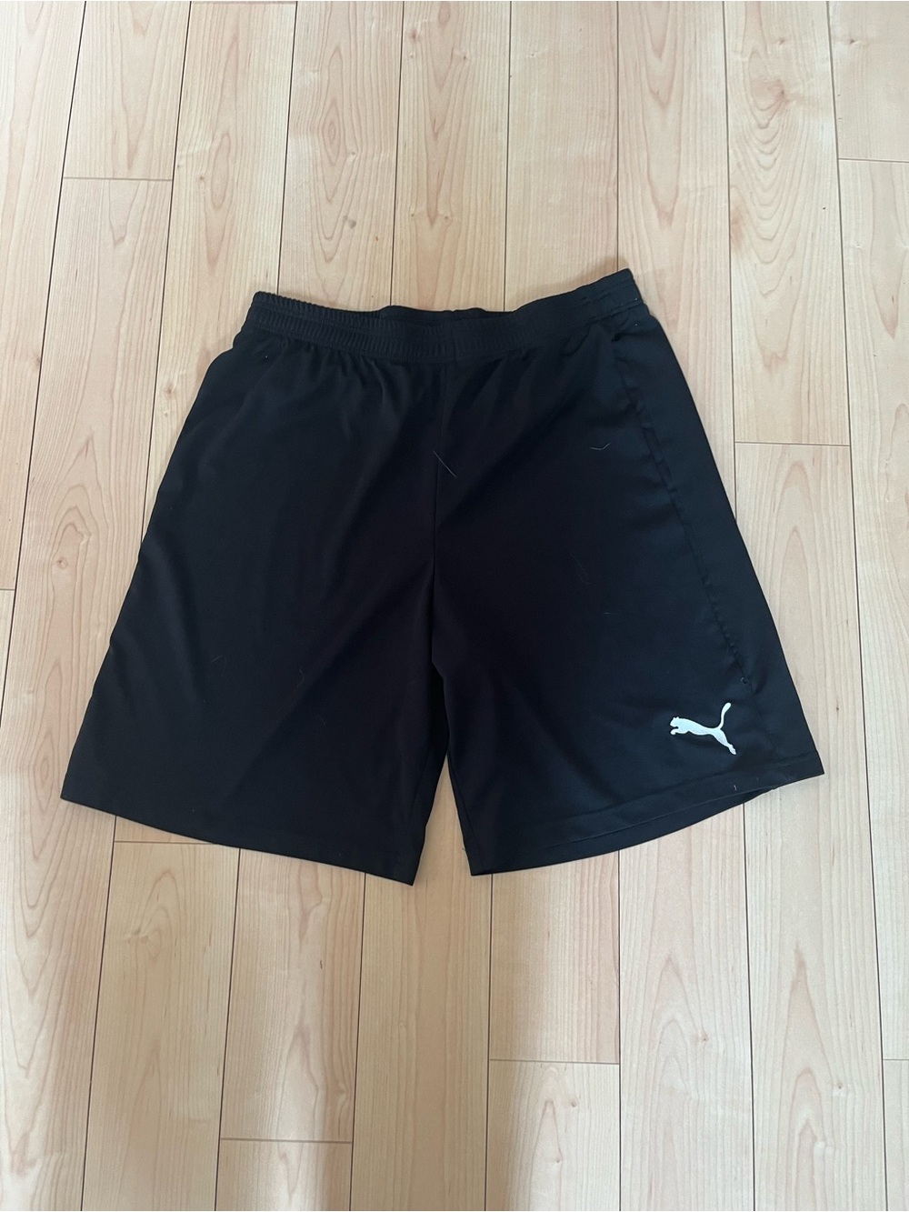 Puma Men’s Black Athletic Shorts with White Logo